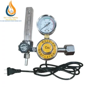 Đồng Hồ Khí CO2 220V Có Sấy (Heater) – Model YQT-25L Chất Lượng Cao 7 Cấu tạo đồng hồ đo khí CO2 gồm phích cắm điện sấy, cột đo lưu lượng và đồng hồ áp suất.