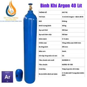 Chai Khí Argon 40 Lít