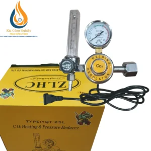 Đồng hồ khí CO2 220V có sấy nhiệt chính hãng Phục Hưng Vàng – Model YQT-25L.