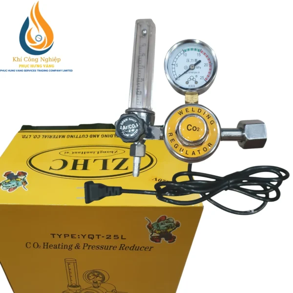 Đồng Hồ Khí CO2 220V Có Sấy (Heater) – Model YQT-25L Chất Lượng Cao 1 Đồng hồ khí CO2 220V có sấy nhiệt chính hãng Phục Hưng Vàng – Model YQT-25L.